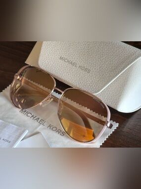 Michael Kors Pink and Gold Aviator Sunglasses